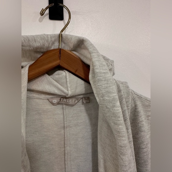 Athleta Vista Wrap Gray Open Front Hooded Cardigan Sweater Top Size Small Yoga - Picture 3 of 9